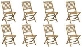 3214233 vidaXL Сгъваеми градински столове 8 бр 48,5x57x90 см акация масив