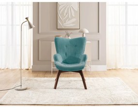 Тюркоазен фотьойл с табуретка от рипсено кадифе Niko – Ropez