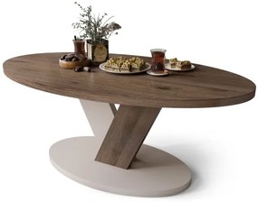 ЛОВА Елегантен Орех/Бежово Таупе - ОВАЛНА ХОЛНА МАСА 110x60 cm МОДЕРНА МАСА ЗА КАФЕ