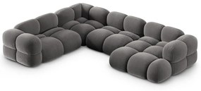 Сив кадифен ъглов диван (ляв ъгъл/U форма) Loretto – Cosmopolitan Design