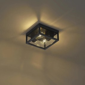 Индустриален външен плафон черен със сензор за движение IP44 - Charlois