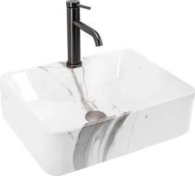 REA-U5052 - Мивка за плот KELLY 38x49 cm керамика/бяла/мраморен декор
