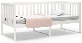 820882 vidaXL Дневно легло без матрак, бял, 90x190 см, борово дърво масив