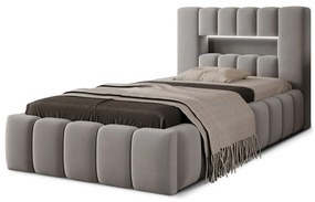 Сиво единично легло 90x200 cm тапицирано с място за съхранение с включена подматрачна рамка Lamica – ELTAP