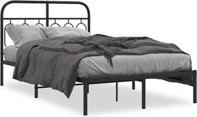 377115 vidaXL Метална рамка за легло с горна табла, бяла, 120x200 см