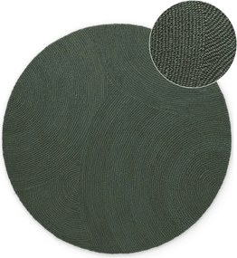 Тъмнозелен ръчно изработен вълнен кръгъл килим ø 150 cm Calmio – Hanse Home