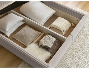 Бежово двойно тапицирано легло с място за съхранение с включена подматрачна рамка 180x200 cm Jade – Bobochic Paris