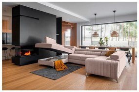 Розов сгъваем/с място за съхранение ъглов диван (ляв ъгъл/U форма) Louis – ELTAP