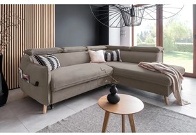 Светлокафяв кадифен ъглов разтегателен диван (десен ъгъл) Sweet Harmony - Miuform