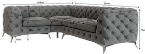 Сив кадифен ъглов диван (ляв ъгъл/L форма) Chelsea – Ropez