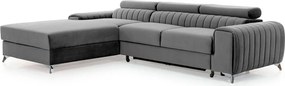 Сив кадифен разтегателен ъглов диван с място за съхранение (ляв ъгъл) Grayson – ELTAP