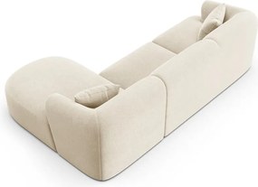 Бежов кадифен ъглов диван (десен ъгъл) Campi – Cosmopolitan Design