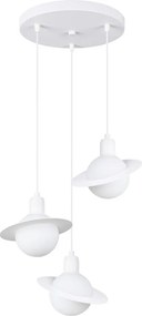 Бял детски полилей със стъклен абажур ø 32 cm Mab – Sollux