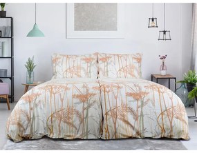 Бяло-теракотено единично крепирано спално бельо 140x200 cm Caraway – B.E.S.