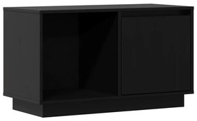 814338 vidaXL ТВ шкаф, черен, 74x35x44 см, бор масив