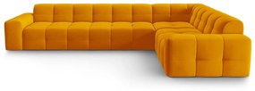 Ъглов диван от кадифе в жълта охра (десен ъгъл) Kendal - Micadoni Home