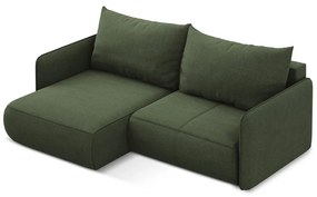 Зелен разтегателен ъглов диван с място за съхранение (ляв ъгъл) Nanea – Makamii