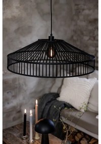 Черно висящо осветително тяло с бамбуков абажур ø 70 cm Tapa – Markslöjd