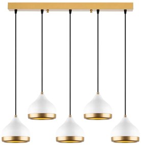 Полилей на кабел YILDO 5xE27/40W/230V бял/златен