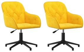 3103384 vidaXL Въртящи трапезни столове, 2 бр, жълти, кадифе