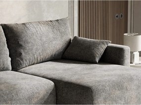 Сив шенилов сгъваем/с място за съхранение ъглов диван (десен ъгъл) Leon – Maison de Rêve