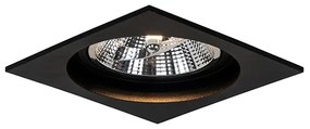 Квадратен вграден прожектор черен регулируем - Chuck 111