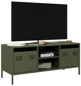 851302 vidaXL ТВ шкаф маслиненозелен 101,5x39x43,5см студеновалцувана стомана
