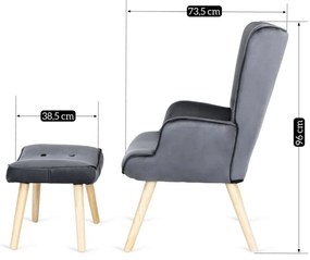 Удобен релаксиращ фотьойл с подложка за крака LOZANO - сив