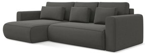 Тъмносив кадифен разтегателен ъглов диван с място за съхранение (ляв ъгъл) Kapua – Makamii