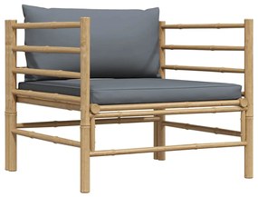 313156 vidaXL Градински диван с тъмносиви възглавници, бамбук