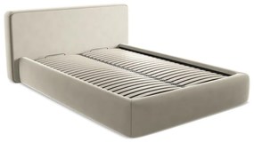 Кремаво двойно тапицирано легло с място за съхранение и включена подматрачна рамка 140x200 cm Kiana – Makamii