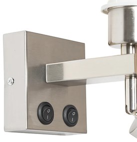 Модерен стенен аплик стомана с лампа за четене - Brescia