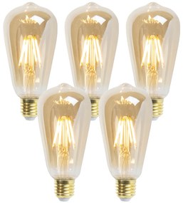Комплект от 5 E27 димируеми LED крушки ST64 Goldline 5W 380lm 2200K