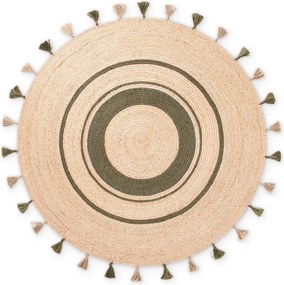 Двустранен/ръчно изработен ютен кръгъл килим в естествен цвят ø 150 cm Basil – Hanse Home