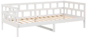 820208 vidaXL Дневно легло без матрак, бял, борово дърво масив, 90x200 см