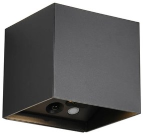 LED стенно външно осветително тяло с USB със сензор за движение (височина 10 cm) Genie – Trio