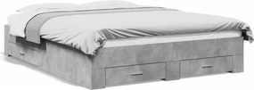 3280380 vidaXL Рамка за легло с чекмеджета, бетонно сива, 150x200 см