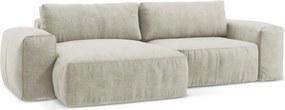 Бежов шенилов сгъваем ъглов диван (ляв ъгъл) Kuki – Makamii