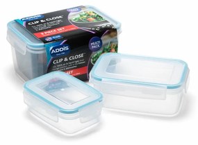 Комплект от 3 буркана за храна с капак Clip And Close Rectangular Clip &amp; Close - Addis