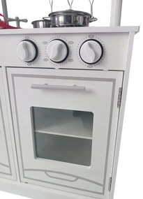 Детска бяла кухня с аксесоари и LED осветление