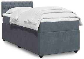 3287645 vidaXL Боксспринг легло с матрак, тъмносиво, 90x200 см, кадифе