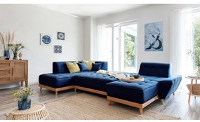 Морскосин U-образен разтегателен диван, ляв ъгъл Dazzling Daisy - Miuform