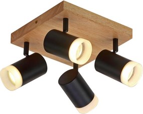 Квадратен спот за таван BENITO, черен, 4хGU10