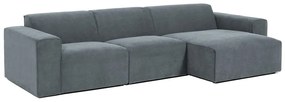 Сив ъглов диван от рипсено кадифе (десен ъгъл) Sting – Scandic