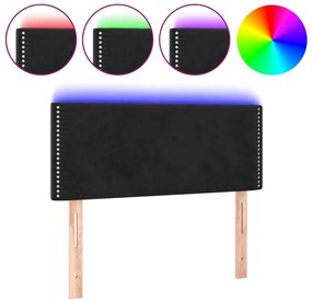 3121504 vidaXL LED горна табла за легло, черна, 80x5x78/88 см, кадифе