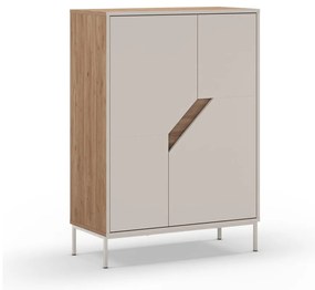 Кремавo-естествен скрин от декор от дъб 85x120x40 cm Lilou – Marckeric