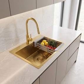 Стоманена мивка с комплект аксесоари 3 бр. REA Leo 50 Brush Gold