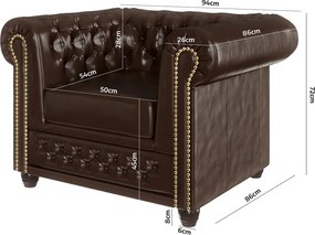 Тъмнокафяв фотьойл от изкуствена кожа York - Ropez