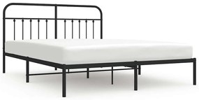 352583 vidaXL Метална рамка за легло с горна табла, черна, 183x213 см