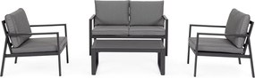 Антрацитен алуминиев градински комплект за отдих за 4 Hilde – Bizzotto